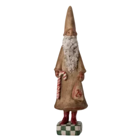 Maileg Grand Noël Nicolaus 2025 – Sandfarvet julemand i polyresin med slikstok og julegavepose